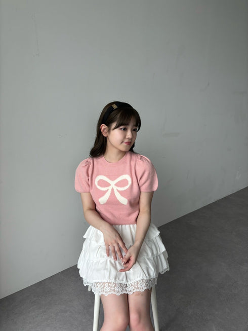 リボンパフスリーブニット | RN2242001 | ピンク