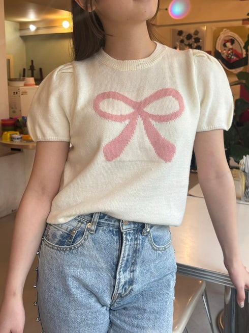 リボンパフスリーブニット | RN2242001 | アイボリー