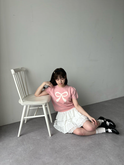 リボンパフスリーブニット | RN2242001 | ピンク