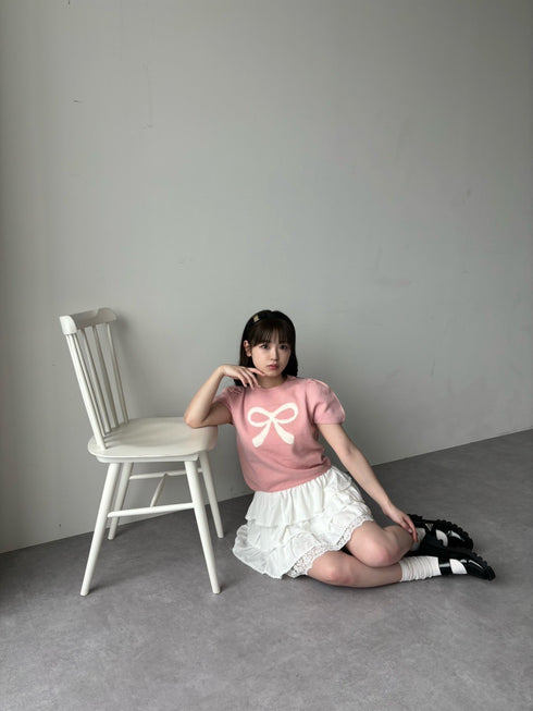 リボンパフスリーブニット | RN2242001 | ピンク