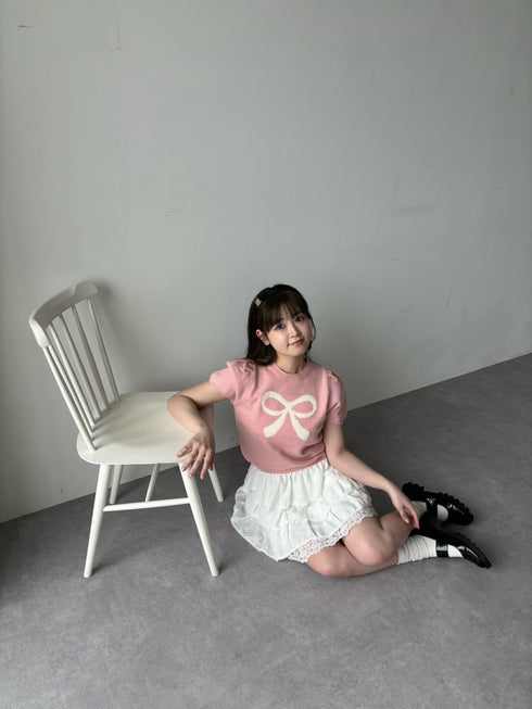 リボンパフスリーブニット | RN2242001 | ピンク