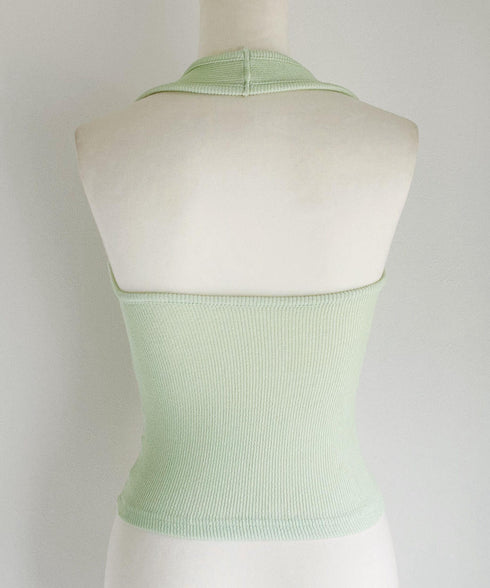 リブホルターネックトップス | LT2213019 | グレー