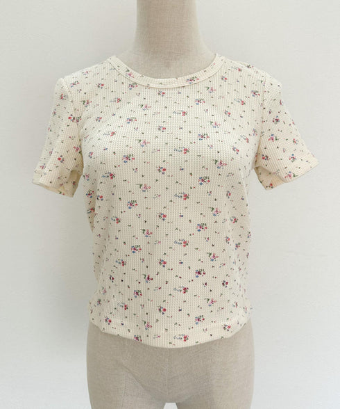 レトロフラワーワッフルTシャツ | SL2231719 | クリーム