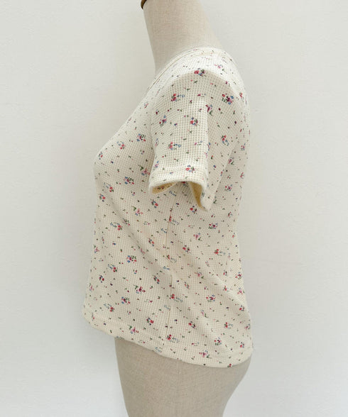 レトロフラワーワッフルTシャツ | SL2231719 | クリーム