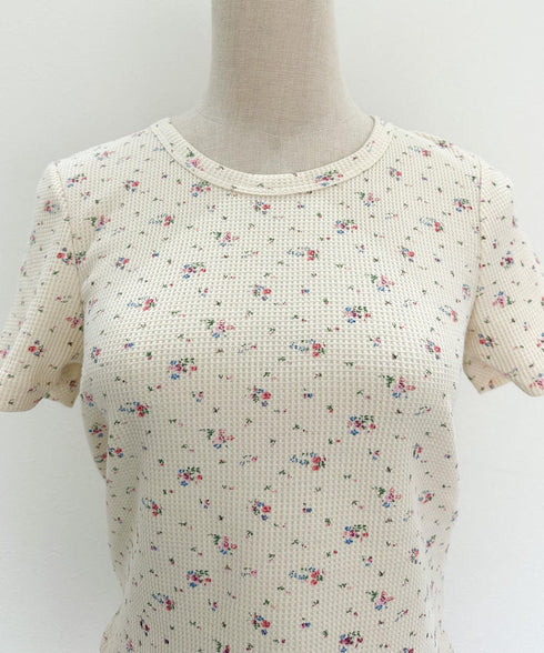 レトロフラワーワッフルTシャツ | SL2231719 | クリーム