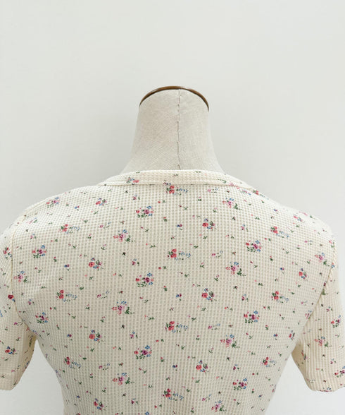 レトロフラワーワッフルTシャツ | SL2231719 | クリーム