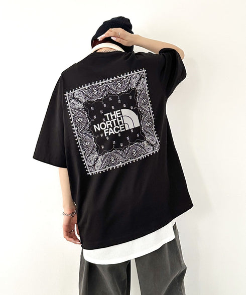 THE NORTH FACE(ザ・ノースフェイス)/ビッグロゴ プリント バンダナ 半袖 Tシャツ/M'S BANDANA S/S R/TEE | IM2251068 | ブラック