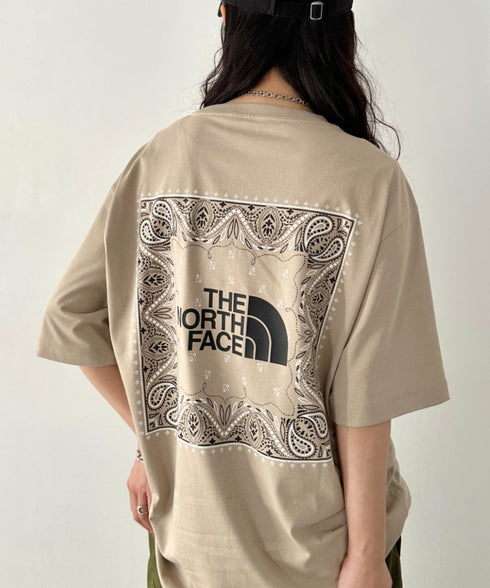 THE NORTH FACE(ザ・ノースフェイス)/ビッグロゴ プリント バンダナ 半袖 Tシャツ/M'S BANDANA S/S R/TEE | IM2251068 | ベージュ