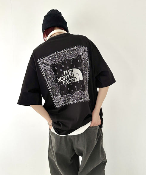 THE NORTH FACE(ザ・ノースフェイス)/ビッグロゴ プリント バンダナ 半袖 Tシャツ/M'S BANDANA S/S R/TEE | IM2251068 | ブラック