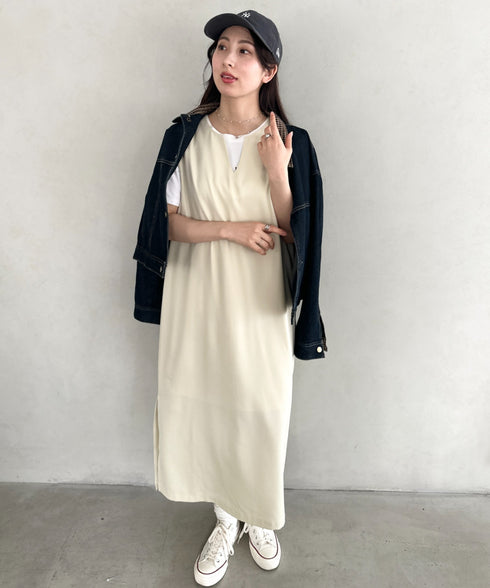 袖ボリュームフリルシアーレイヤード V ネックロングワンピース パーティードレス 結婚式 お呼ばれ オケージョンドレス | MD2265026 | アイボリー