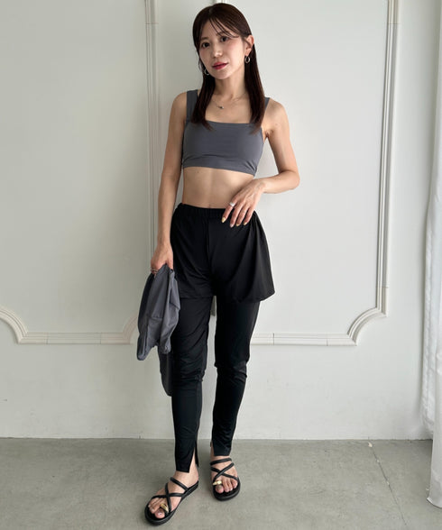 水着5点セットタンキニ上下レギンス長袖トップスショートパンツ 大人水着 UVカット セパレートトレーニングウェア 水陸両用 | MD2262053 | チャコールグレー