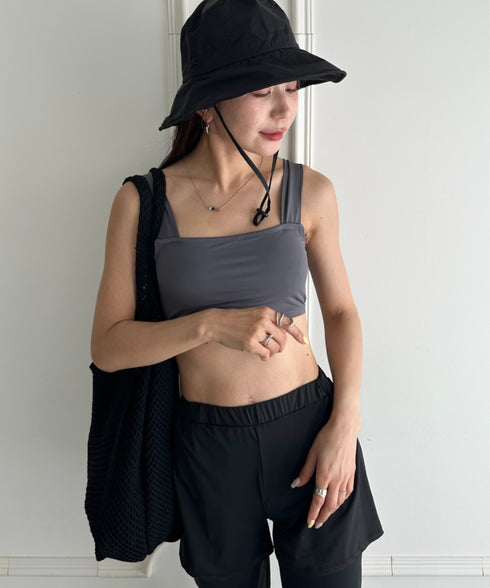 水着5点セットタンキニ上下レギンス長袖トップスショートパンツ 大人水着 UVカット セパレートトレーニングウェア 水陸両用 | MD2262053 | チャコールグレー