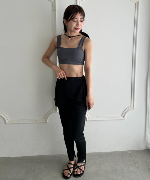 水着5点セットタンキニ上下レギンス長袖トップスショートパンツ 大人水着 UVカット セパレートトレーニングウェア 水陸両用 | MD2262053 | チャコールグレー