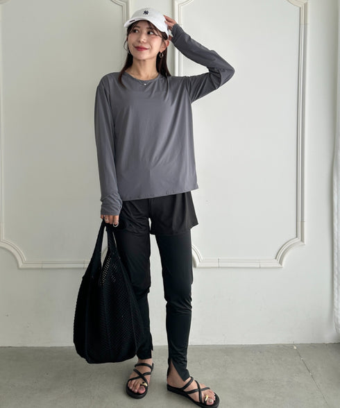 水着5点セットタンキニ上下レギンス長袖トップスショートパンツ 大人水着 UVカット セパレートトレーニングウェア 水陸両用 | MD2262053 | チャコールグレー