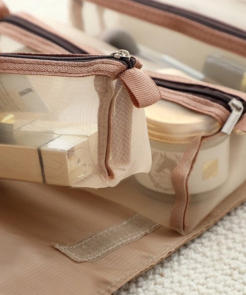 【多収納】ワンポイント刺繍メイクトラベルポーチ | WR6231001 | ベージュ
