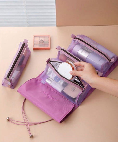 【多収納】ワンポイント刺繍メイクトラベルポーチ | WR6231001 | パープル