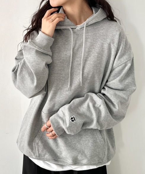 NEWTRAL(ニュートラル)/216 11.2oz Standard Emblem PO Hoodie/オーバーサイズ 裏毛 起毛なし 無地 ワッペン ワンポイント スウェット パーカー フーディー | NT2009016 | グレー