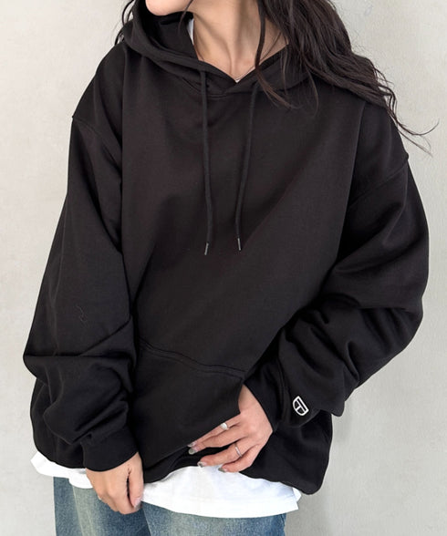 NEWTRAL(ニュートラル)/216 11.2oz Standard Emblem PO Hoodie/オーバーサイズ 裏毛 起毛なし 無地 ワッペン ワンポイント スウェット パーカー フーディー | NT2009016 | ブラック