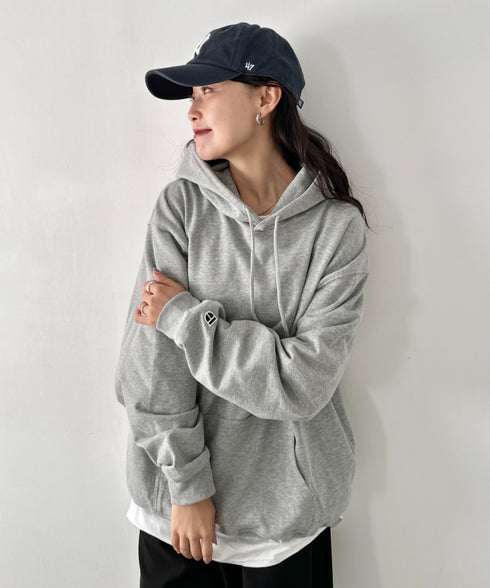 NEWTRAL(ニュートラル)/216 11.2oz Standard Emblem PO Hoodie/オーバーサイズ 裏毛 起毛なし 無地 ワッペン ワンポイント スウェット パーカー フーディー | NT2009016 | グレー