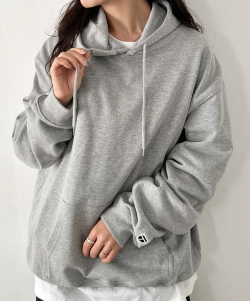 NEWTRAL(ニュートラル)/216 11.2oz Standard Emblem PO Hoodie/オーバーサイズ 裏毛 起毛なし 無地 ワッペン ワンポイント スウェット パーカー フーディー | NT2009016 | グレー