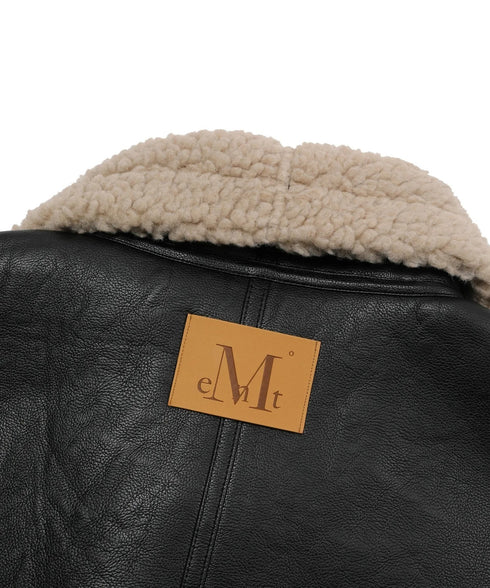 MUCENT(ムセント)/ワッペン ムートン ボア ジャケット ブルゾン/CHIVE LEATHER WAPEN MUSTANG JACKET | AT2254060 | ブラック