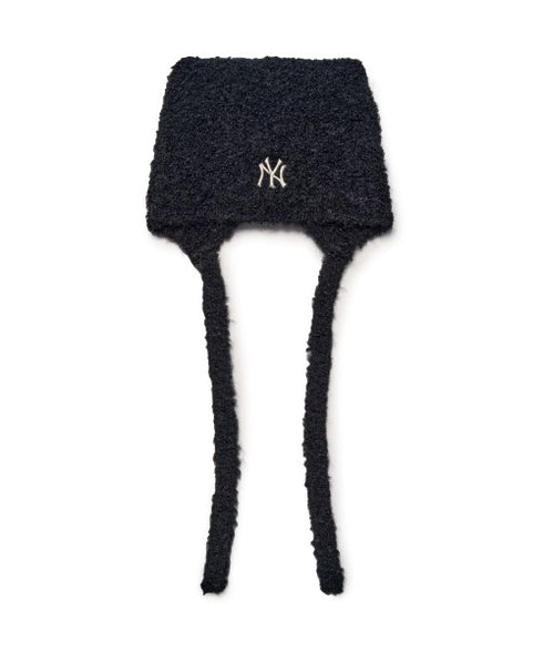 MLB KOREA(エムエルビーコリア)/猫耳 ねこ耳ビーニー 耳付き ロゴパッチ ワッペン ビーニー ニット帽 フラップニットキャップ/Miyaong Earflap Beanie | AT5254071 | ブラック