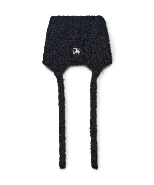 MLB KOREA(エムエルビーコリア)/猫耳 ねこ耳ビーニー 耳付き ロゴパッチ ワッペン ビーニー ニット帽 フラップニットキャップ/Miyaong Earflap Beanie | AT5254071 | ブラック