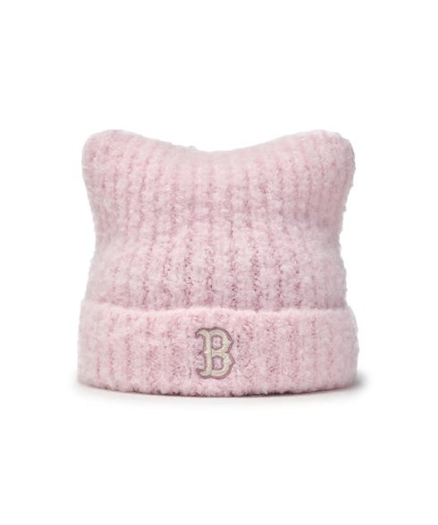 MLB KOREA(エムエルビーコリア)/猫耳 ねこ耳ビーニー 耳付き ロゴパッチ ワッペン ビーニー ニット帽/Plush Miyaong Beanie | AT5254072 | ピンク