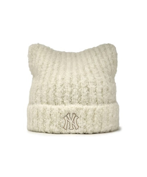 MLB KOREA(エムエルビーコリア)/猫耳 ねこ耳ビーニー 耳付き ロゴパッチ ワッペン ビーニー ニット帽/Plush Miyaong Beanie | AT5254072 | クリーム