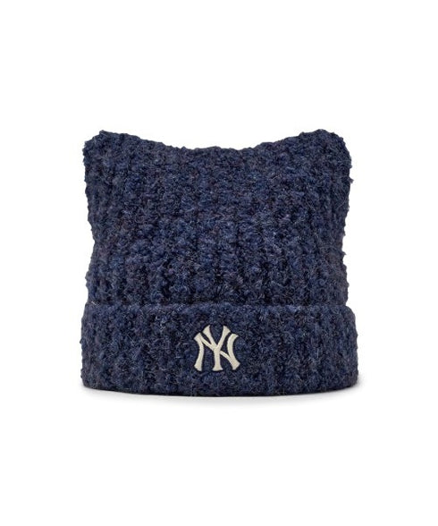 MLB KOREA(エムエルビーコリア)/猫耳 ねこ耳ビーニー 耳付き ロゴパッチ ワッペン ビーニー ニット帽/Plush Miyaong Beanie | AT5254072 | ネイビー