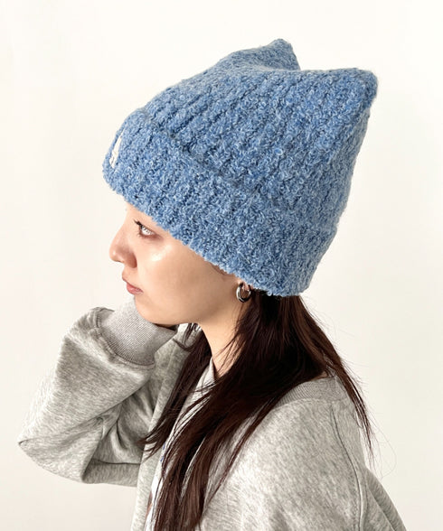 MLB KOREA(エムエルビーコリア)/猫耳 ねこ耳ビーニー 耳付き ロゴパッチ ワッペン ビーニー ニット帽/Plush Miyaong Beanie | AT5254072 | ブルー