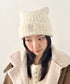 MLB KOREA(エムエルビーコリア)/猫耳 ねこ耳ビーニー 耳付き ロゴパッチ ワッペン ビーニー ニット帽/Plush Miyaong Beanie | AT5254072 | クリーム