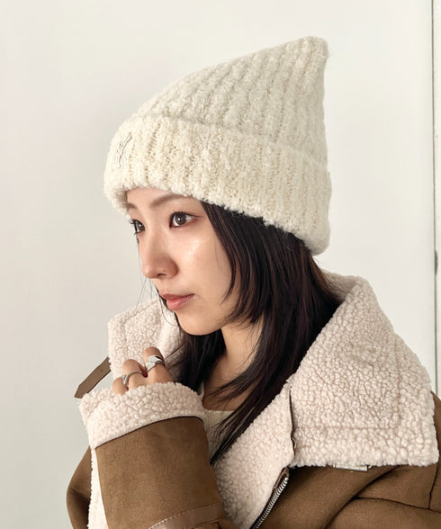 MLB KOREA(エムエルビーコリア)/猫耳 ねこ耳ビーニー 耳付き ロゴパッチ ワッペン ビーニー ニット帽/Plush Miyaong Beanie | AT5254072 | クリーム