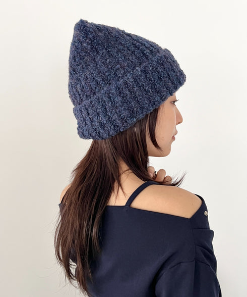 MLB KOREA(エムエルビーコリア)/猫耳 ねこ耳ビーニー 耳付き ロゴパッチ ワッペン ビーニー ニット帽/Plush Miyaong Beanie | AT5254072 | ネイビー