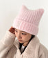 MLB KOREA(エムエルビーコリア)/猫耳 ねこ耳ビーニー 耳付き ロゴパッチ ワッペン ビーニー ニット帽/Plush Miyaong Beanie | AT5254072 | ピンク