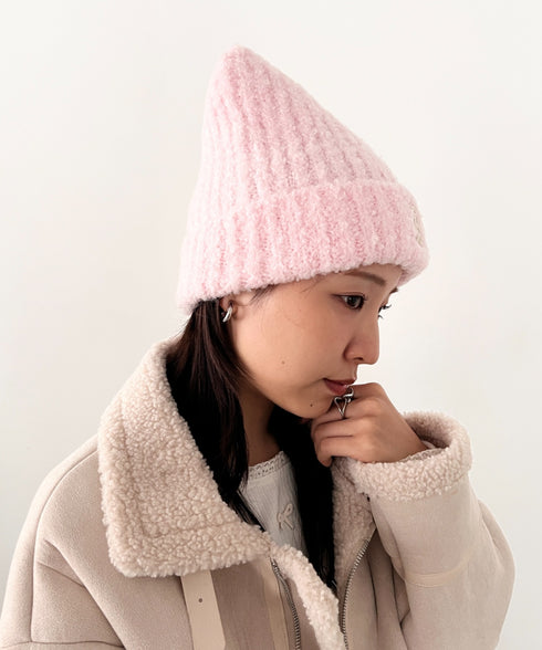 MLB KOREA(エムエルビーコリア)/猫耳 ねこ耳ビーニー 耳付き ロゴパッチ ワッペン ビーニー ニット帽/Plush Miyaong Beanie | AT5254072 | ピンク