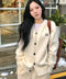 MUCENT(ムセント)/Vネック アンゴラ オーバーサイズ シャギー ニット カーディガン/POWDERY V-NECK ANGORA KNIT CARDIGAN | AT2254081 | アイボリー