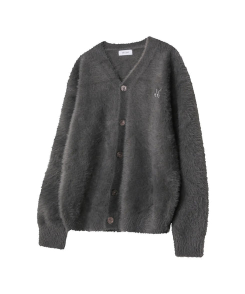 MUCENT(ムセント)/Vネック アンゴラ オーバーサイズ シャギー ニット カーディガン/POWDERY V-NECK ANGORA KNIT CARDIGAN | AT2254081 | チャコールグレー