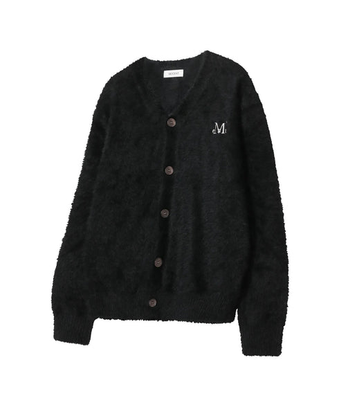 MUCENT(ムセント)/Vネック アンゴラ オーバーサイズ シャギー ニット カーディガン/POWDERY V-NECK ANGORA KNIT CARDIGAN | AT2254081 | ブラック