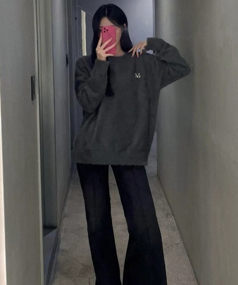 MUCENT(ムセント)/アンゴラ オーバーサイズ シャギー ニット/NEUSS ANGORA LOOSE-FIT KNIT | AT2254084 | チャコールグレー