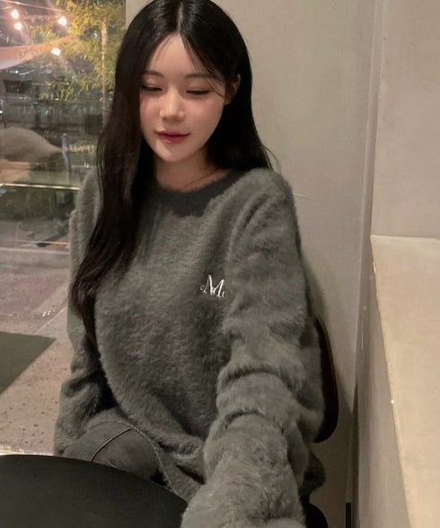 MUCENT(ムセント)/アンゴラ オーバーサイズ シャギー ニット/NEUSS ANGORA LOOSE-FIT KNIT | AT2254084 | チャコールグレー