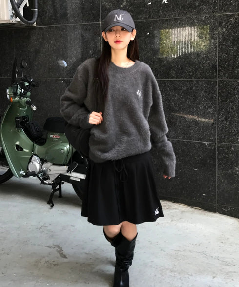 MUCENT(ムセント)/アンゴラ オーバーサイズ シャギー ニット/NEUSS ANGORA LOOSE-FIT KNIT | AT2254084 | チャコールグレー
