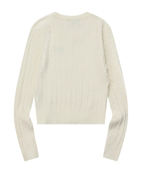 MUCENT(ムセント)/Vネック クロップ ケーブル ニット/PRIMROSE V-NECK CROP KNIT | AT2254085 | アイボリー