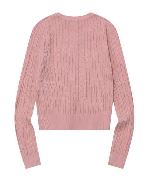 MUCENT(ムセント)/Vネック クロップ ケーブル ニット/PRIMROSE V-NECK CROP KNIT | AT2254085 | ピンク