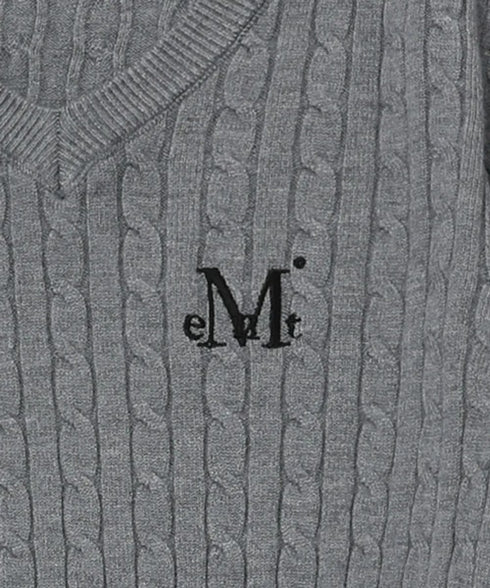 MUCENT(ムセント)/Vネック クロップ ケーブル ニット/PRIMROSE V-NECK CROP KNIT | AT2254085 | グレー