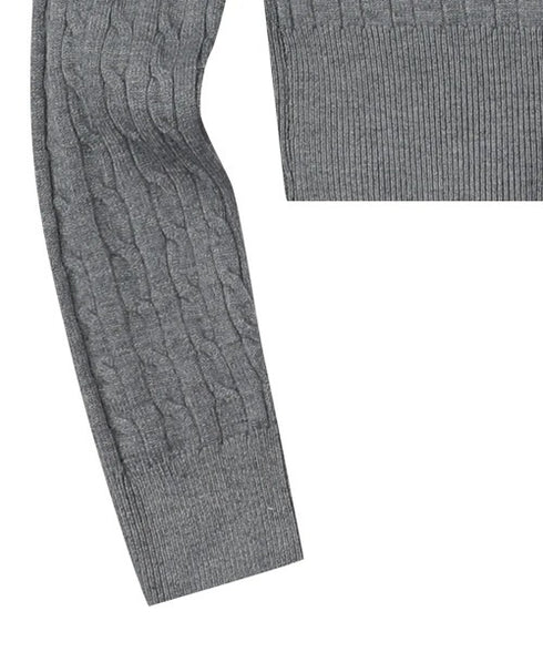 MUCENT(ムセント)/Vネック クロップ ケーブル ニット/PRIMROSE V-NECK CROP KNIT | AT2254085 | グレー