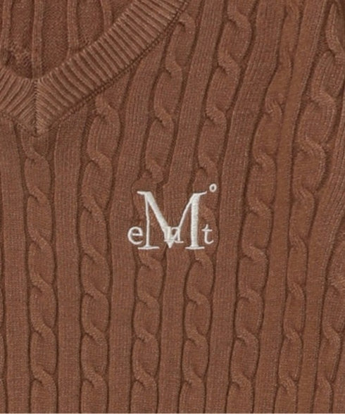 MUCENT(ムセント)/Vネック クロップ ケーブル ニット/PRIMROSE V-NECK CROP KNIT | AT2254085 | ブラウン