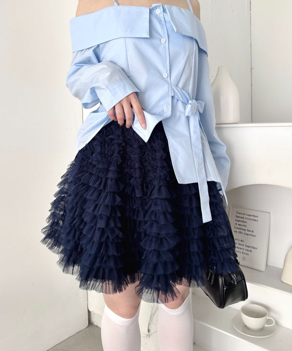 スワンチュールミニスカート | LO2265010 | ネイビー