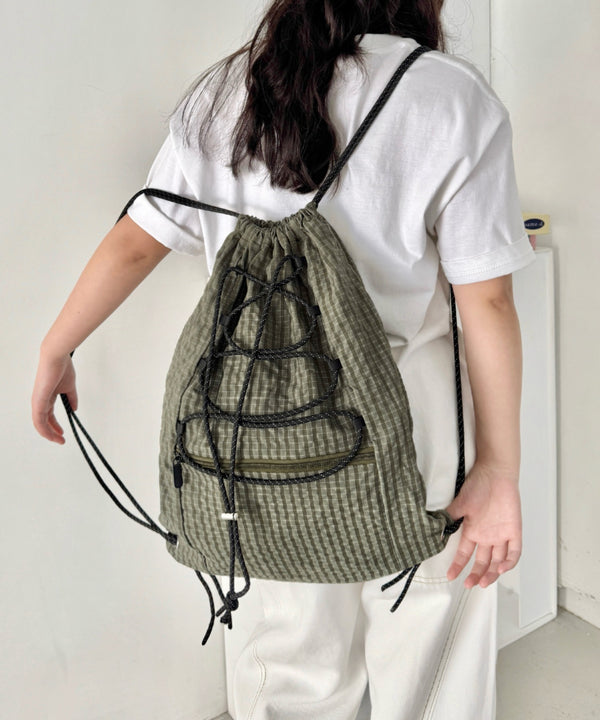 チェックドローコードナップサック | SL1265008 | カーキ