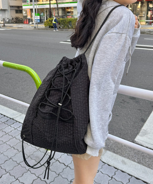 チェックドローコードナップサック | SL1265008 | ブラック